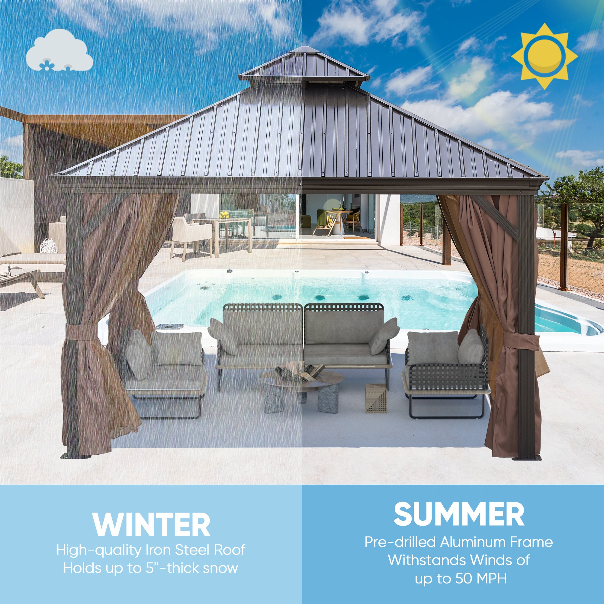 Brown Gazebo (Powder Coated) Doba